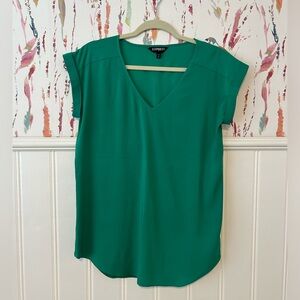 Express Green V-Neck Blouse